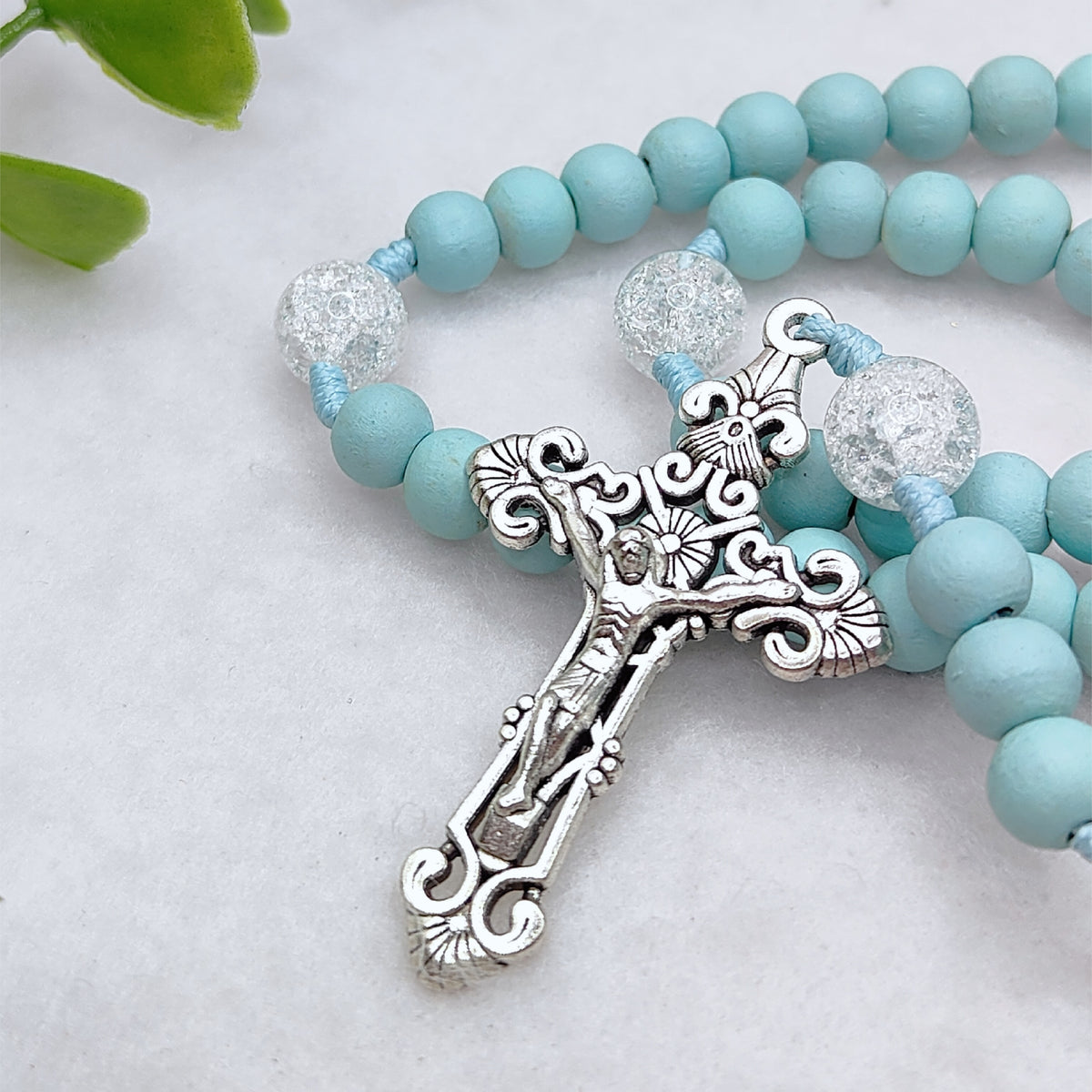 Our Lady of Lourdes Blue Wood Rosary
