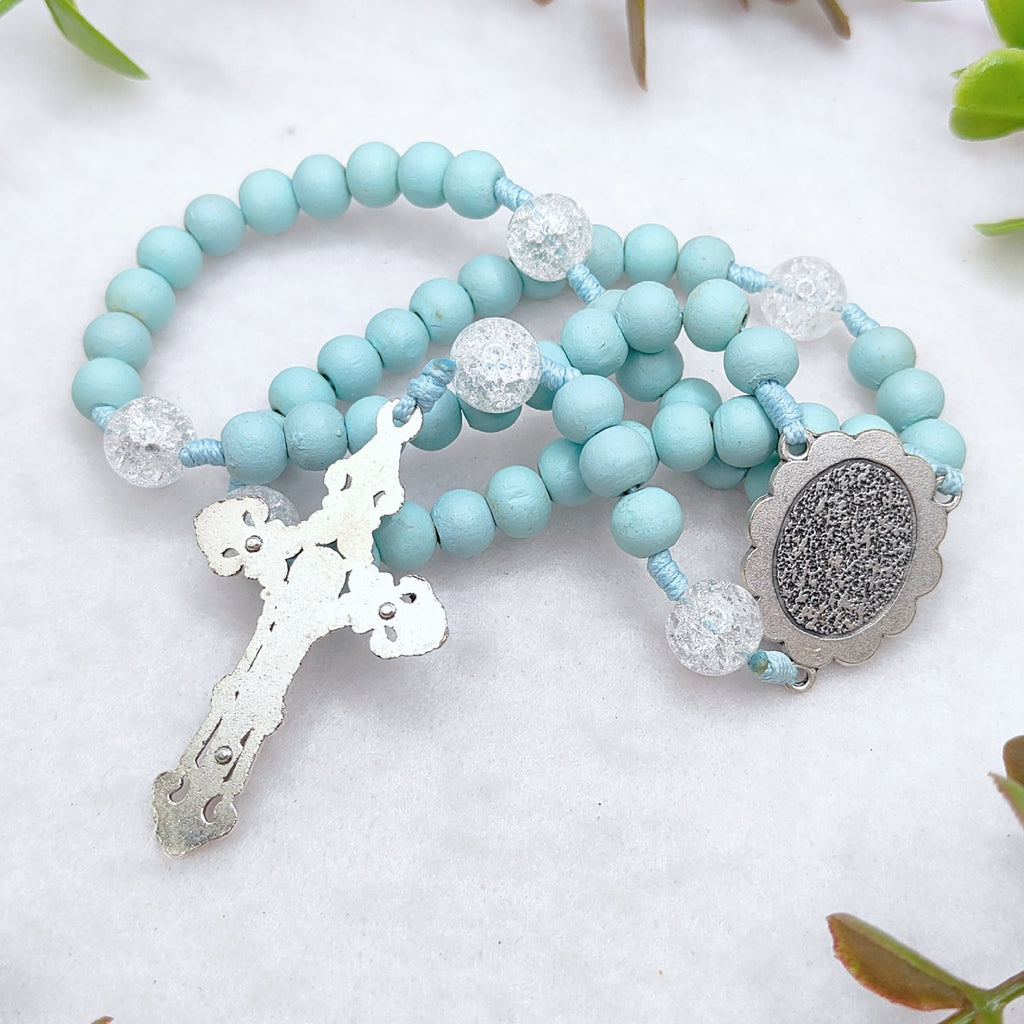 Our Lady of Lourdes Blue Wood Rosary