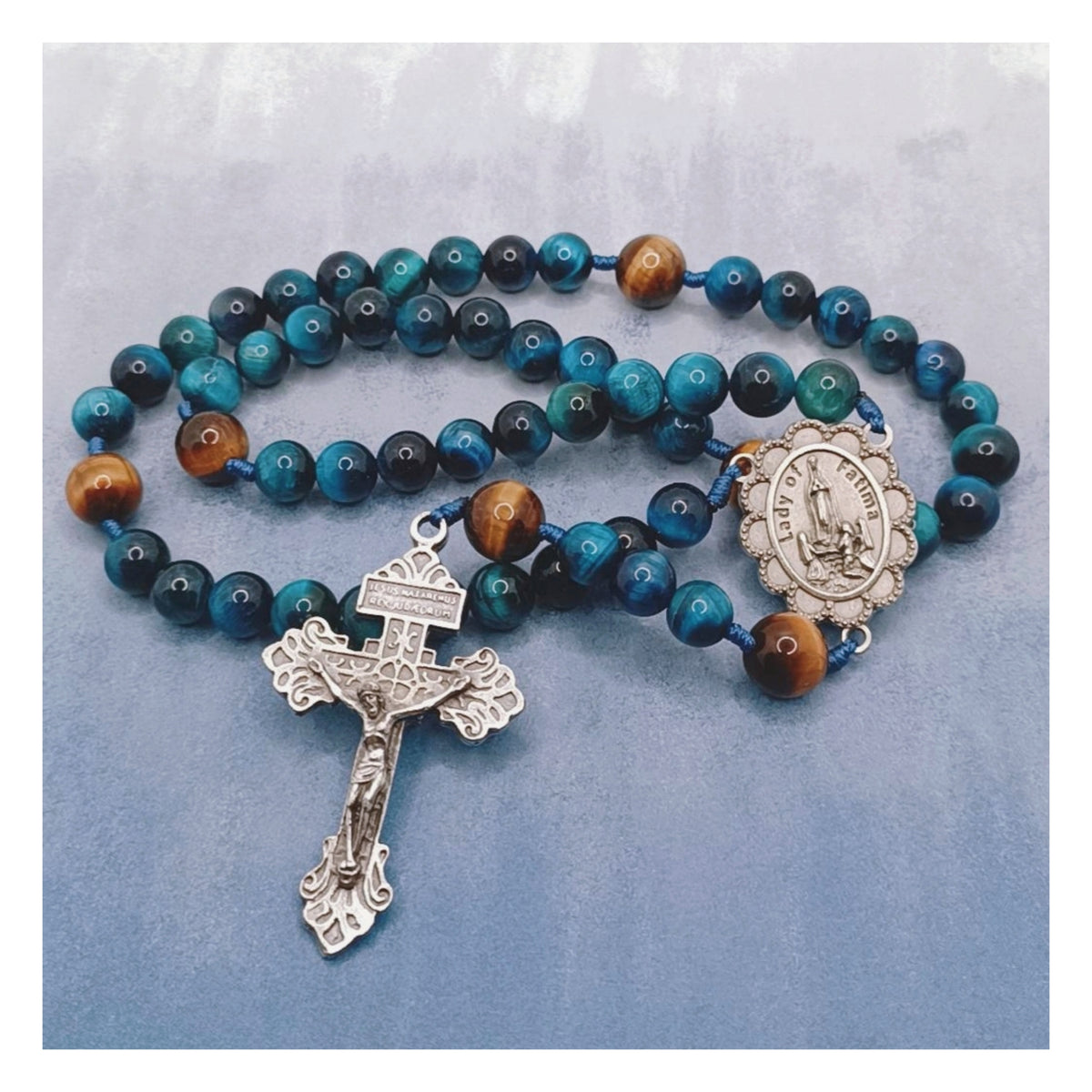 Our Lady of Fatima Strength & Grace Tiger Eye Rosary
