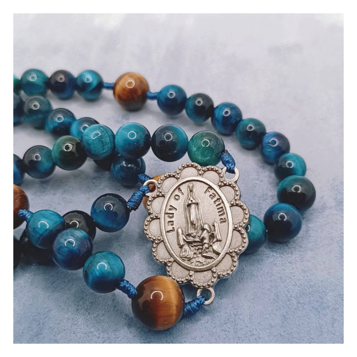 Our Lady of Fatima Strength & Grace Tiger Eye Rosary