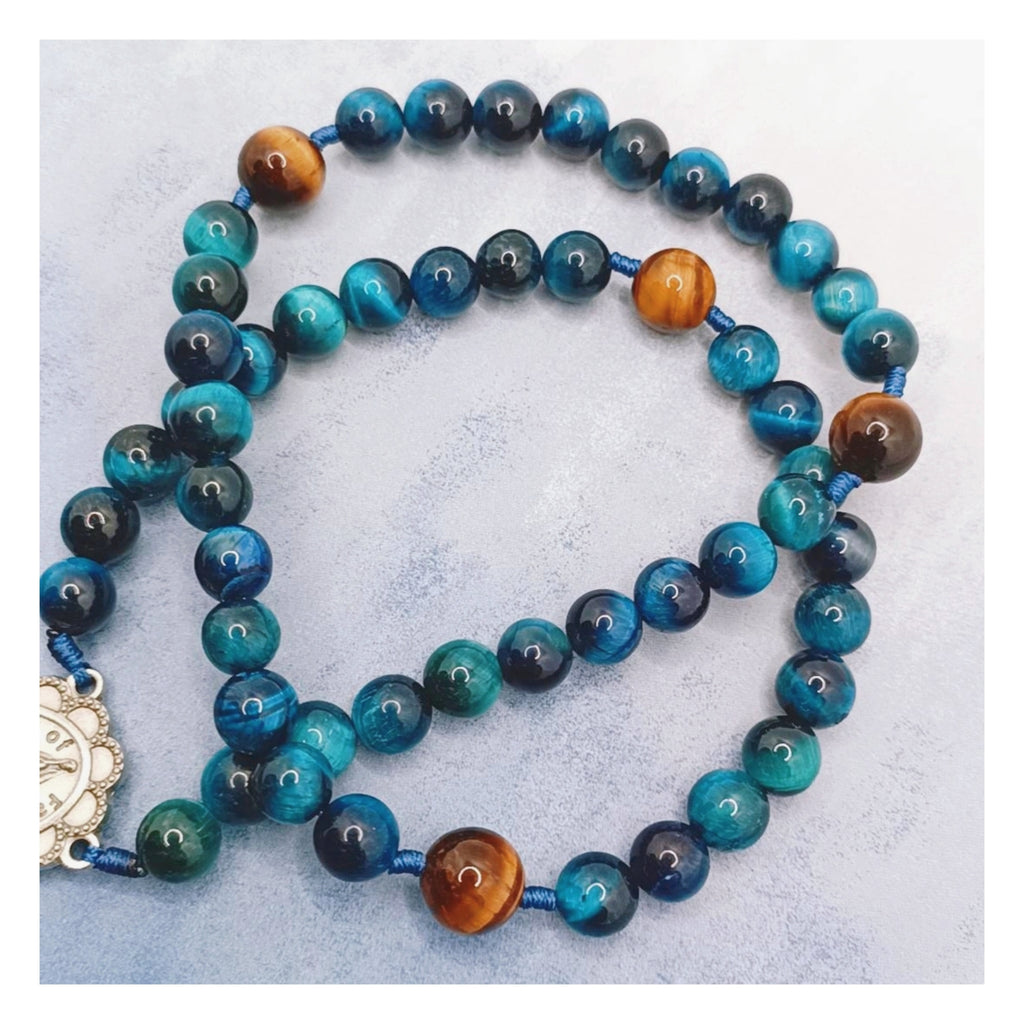 Our Lady of Fatima Strength & Grace Tiger Eye Rosary
