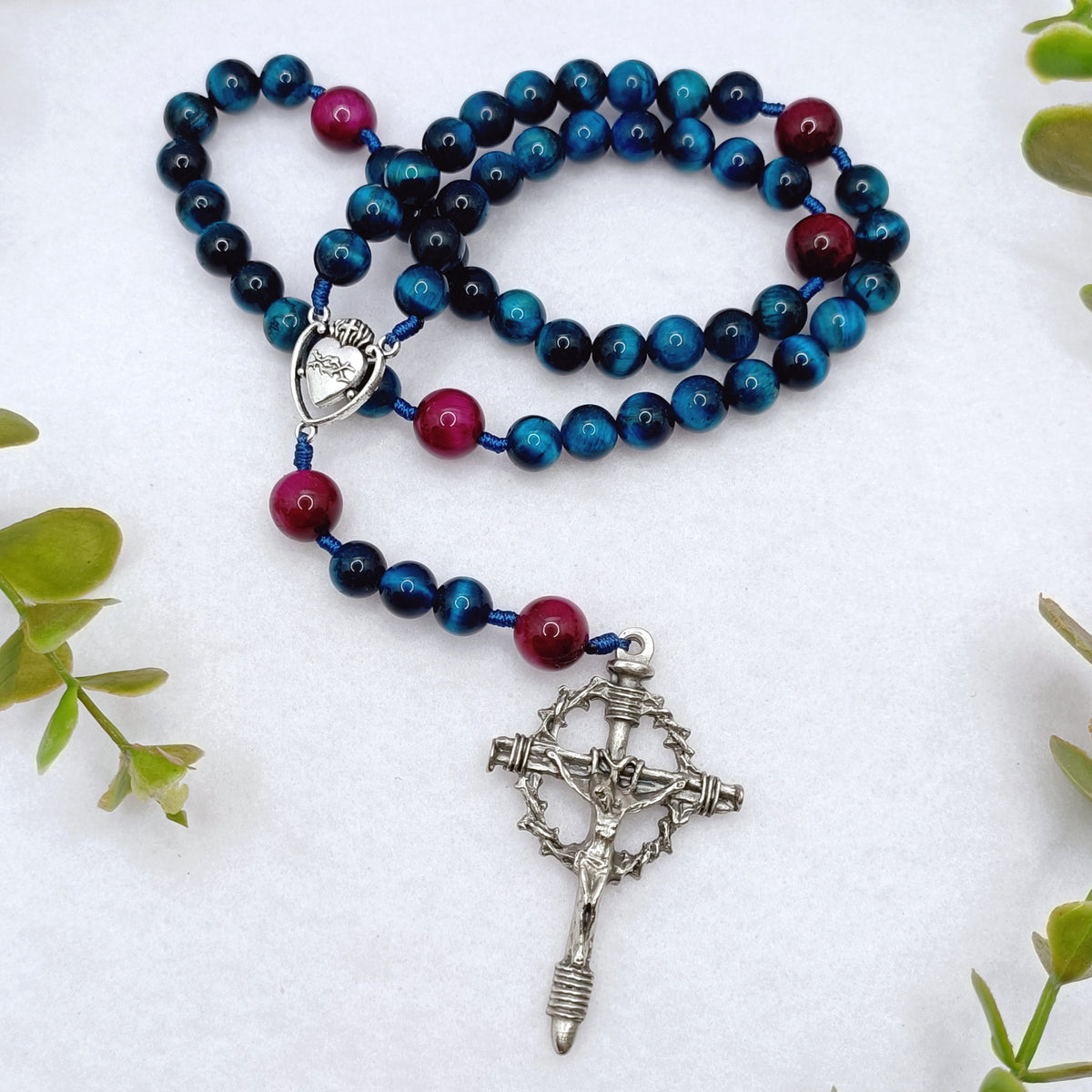 Sacred Heart Of Jesus Compassion and Sacrifice Tiger Eye Rosary