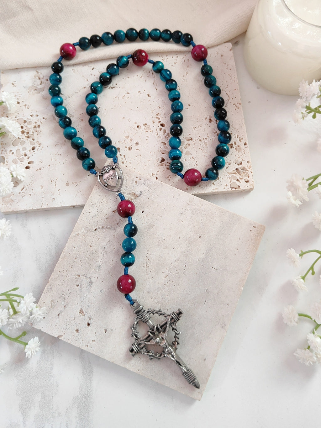 Sacred Heart Of Jesus Compassion and Sacrifice Tiger Eye Rosary