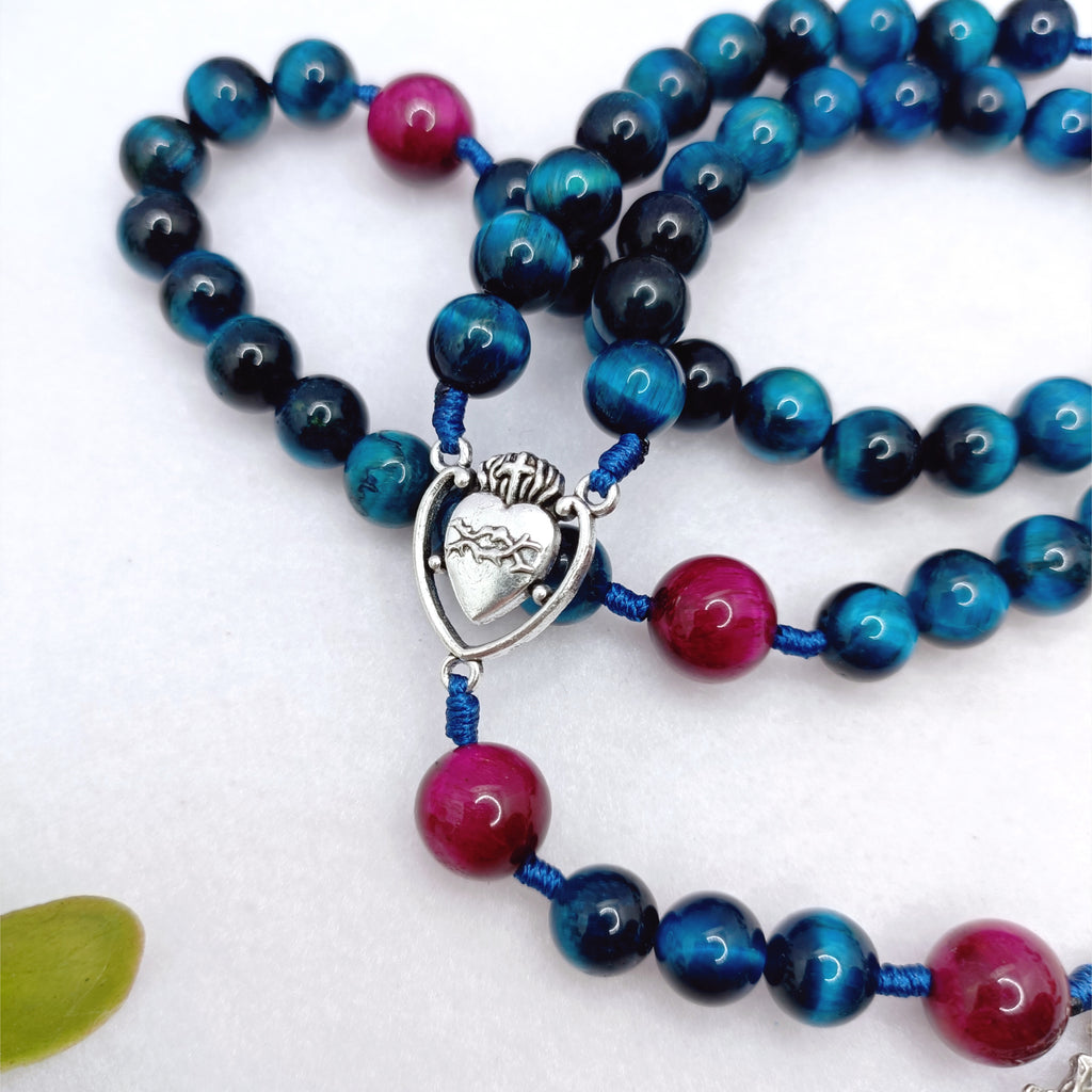 Sacred Heart Of Jesus Compassion and Sacrifice Tiger Eye Rosary