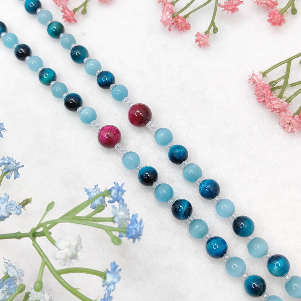 St Carlo Acutis Blue Cat Eye Tiger Eye Rosary