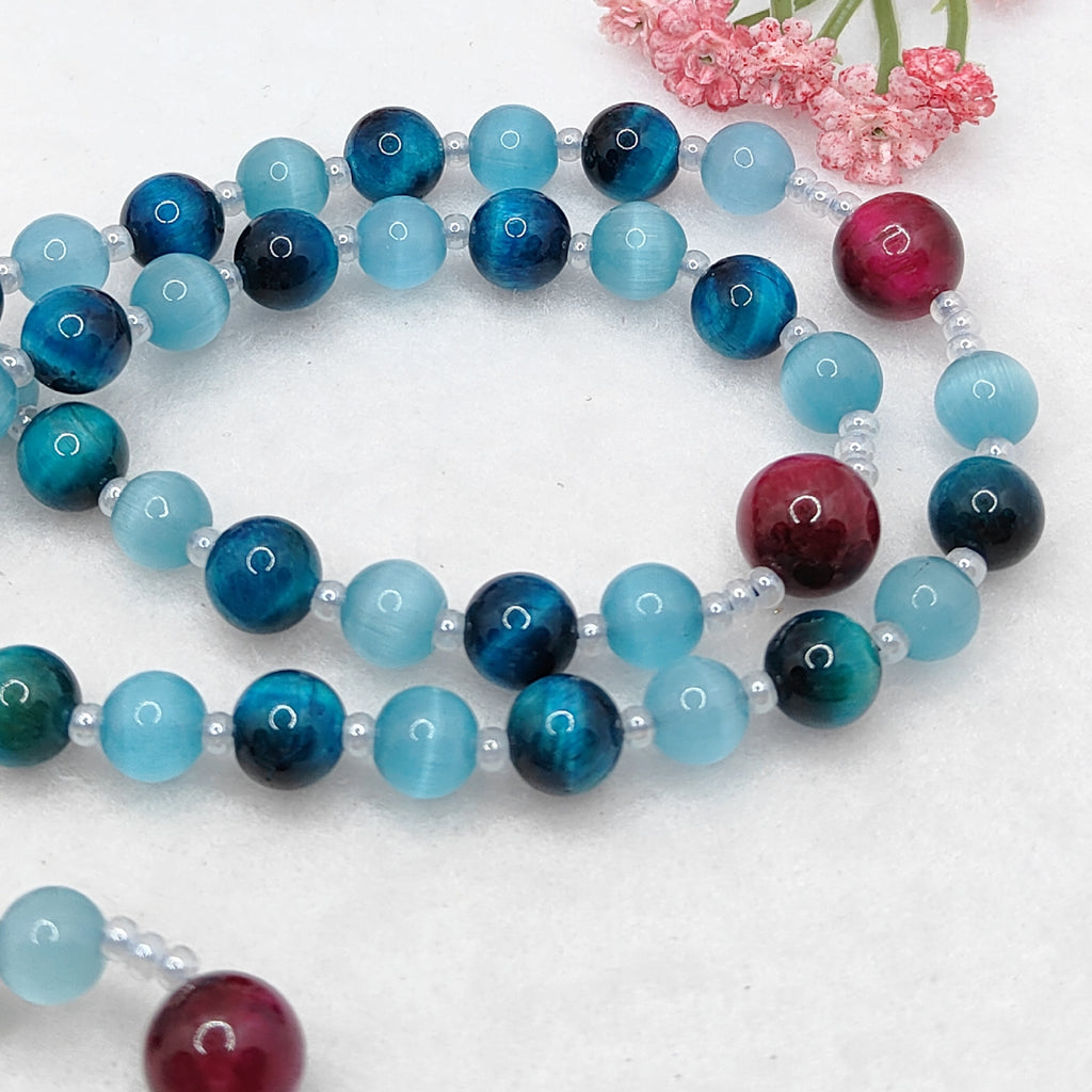 St Carlo Acutis Blue Cat Eye Tiger Eye Rosary