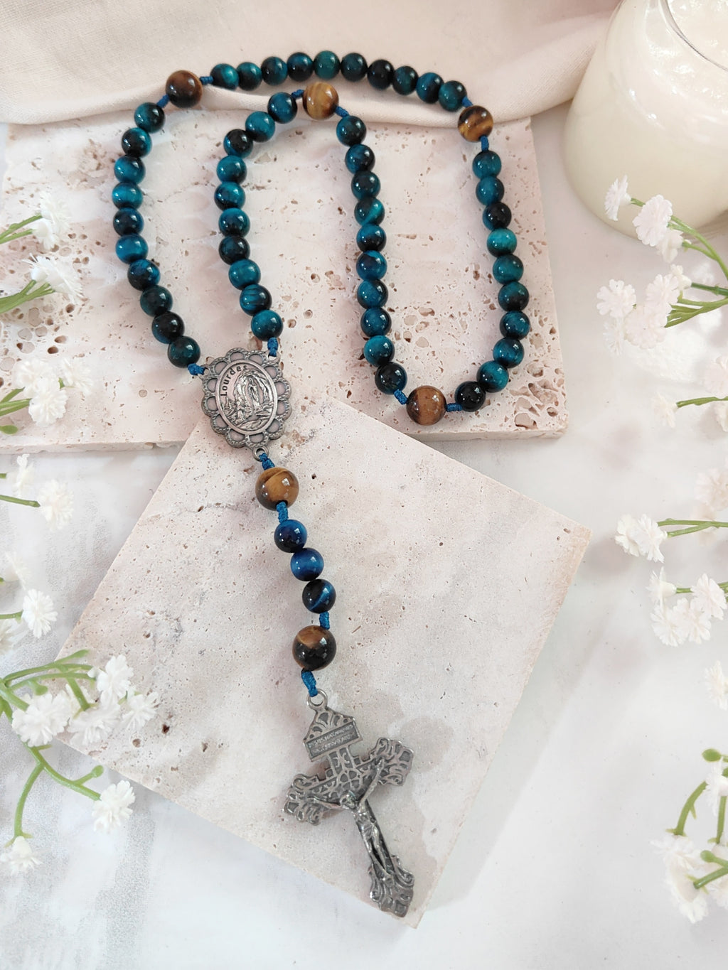 Our Lady of Lourdes Healing Tiger Eye Rosary