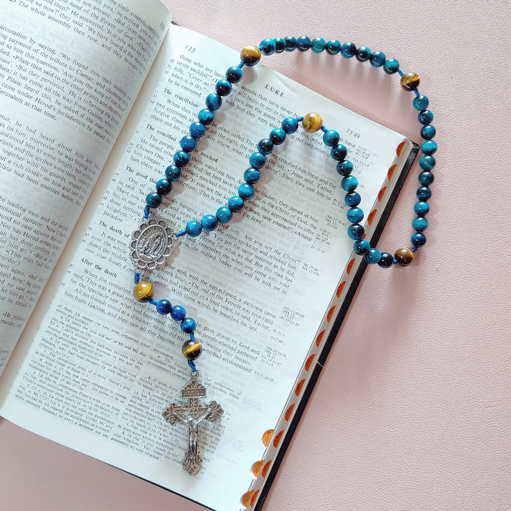 Our Lady of Lourdes Healing Tiger Eye Rosary