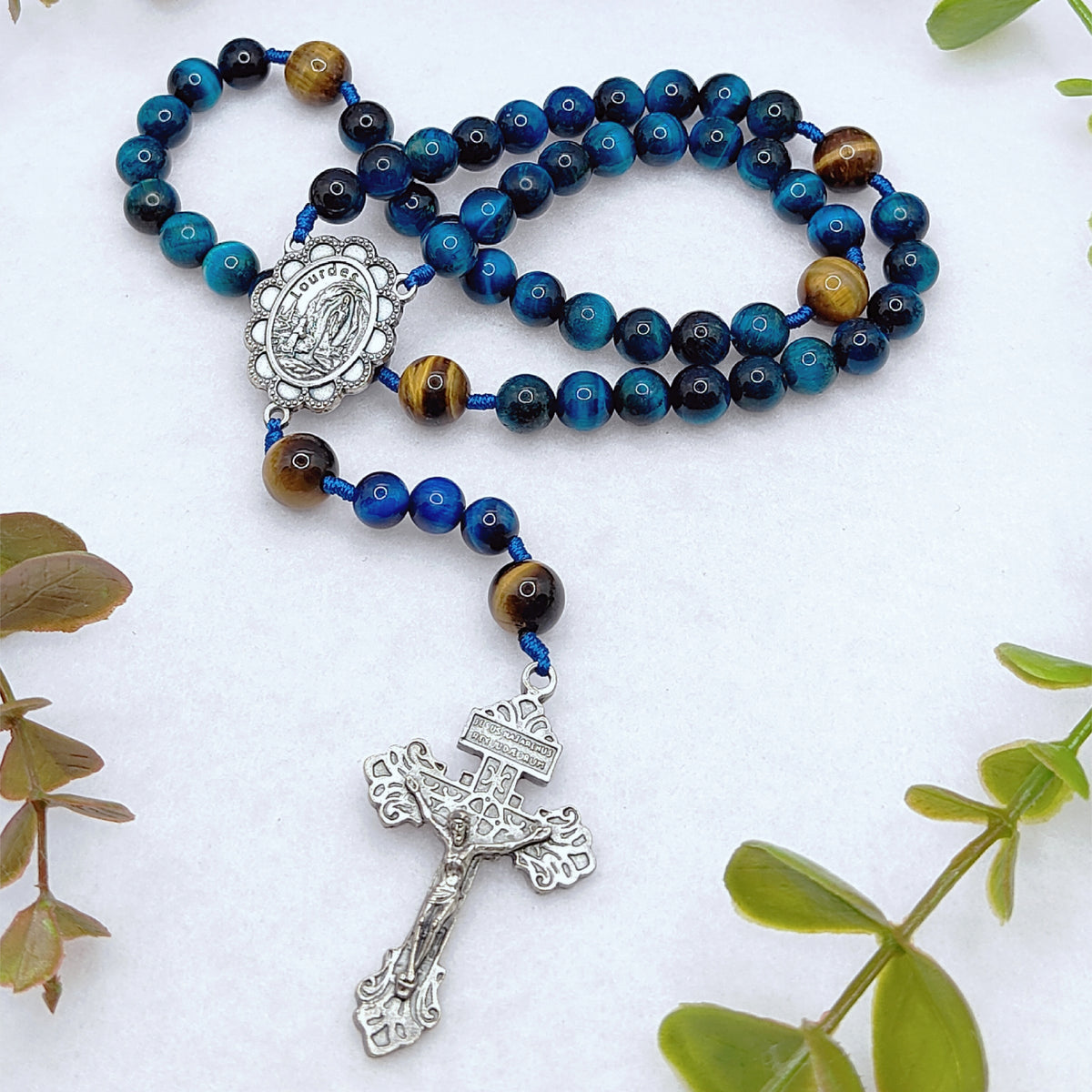 Our Lady of Lourdes Healing Tiger Eye Rosary