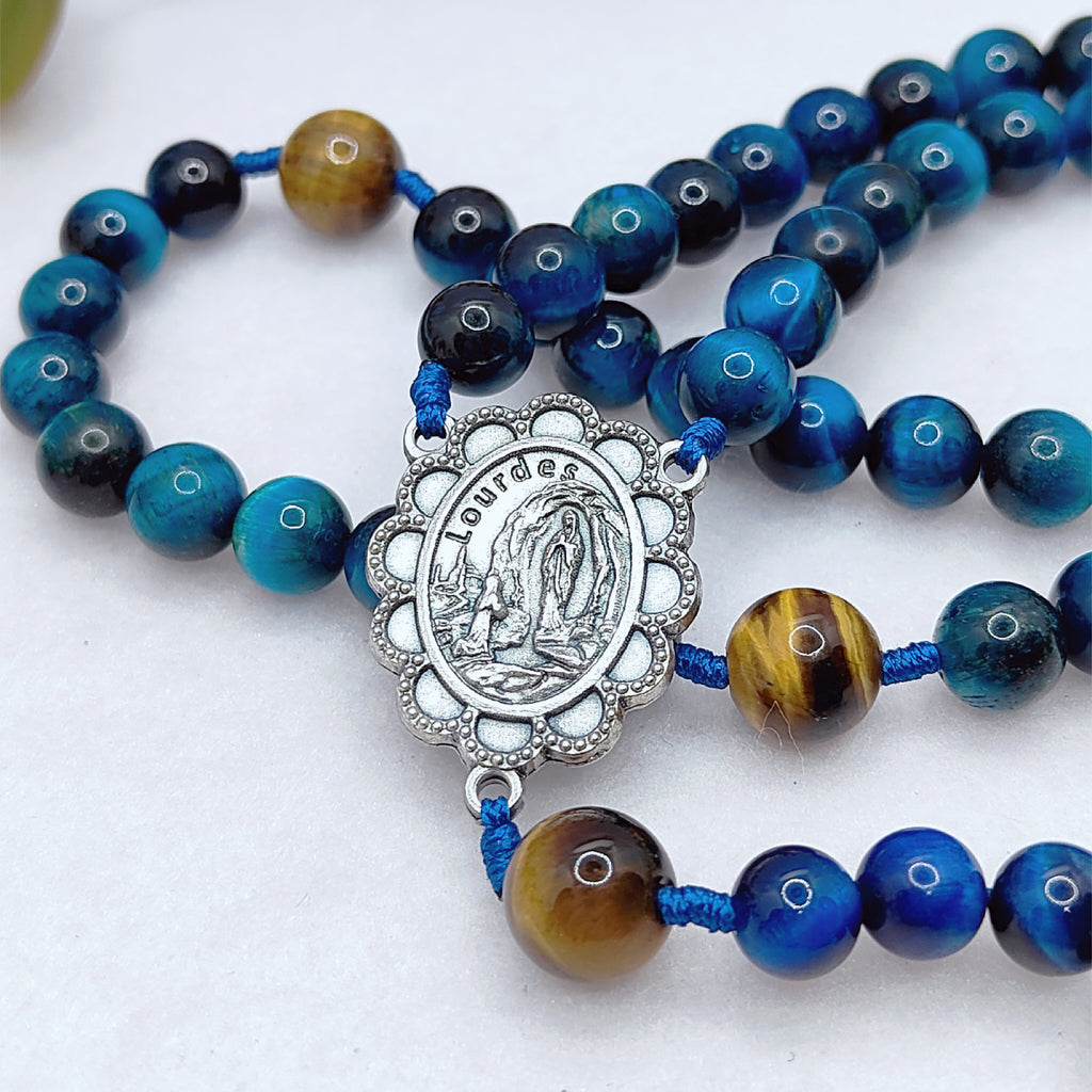 Our Lady of Lourdes Healing Tiger Eye Rosary