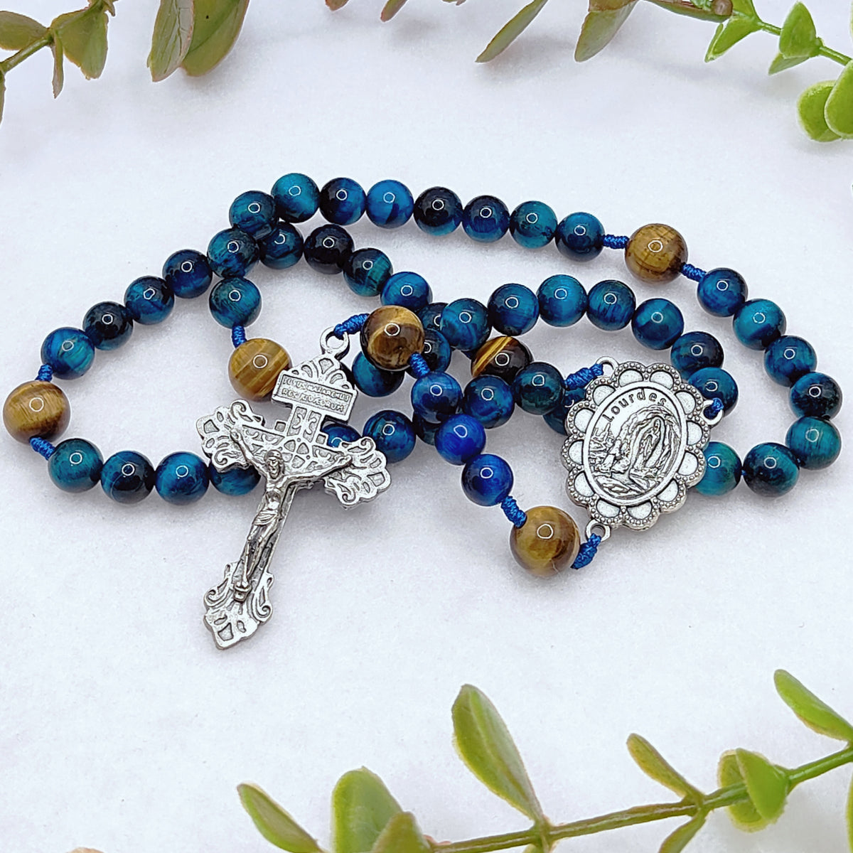 Our Lady of Lourdes Healing Tiger Eye Rosary