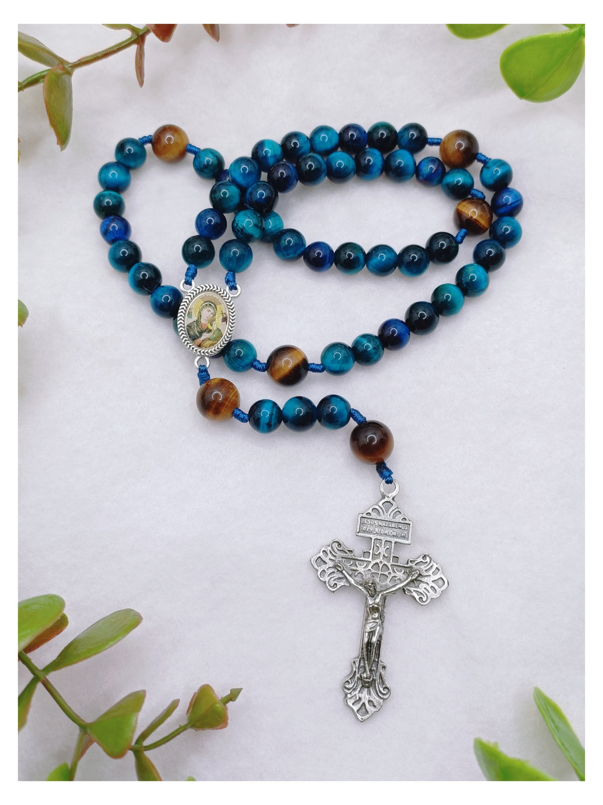 Our Mother Of Perpetual Help Deep Faith Tiger Eye Rosary
