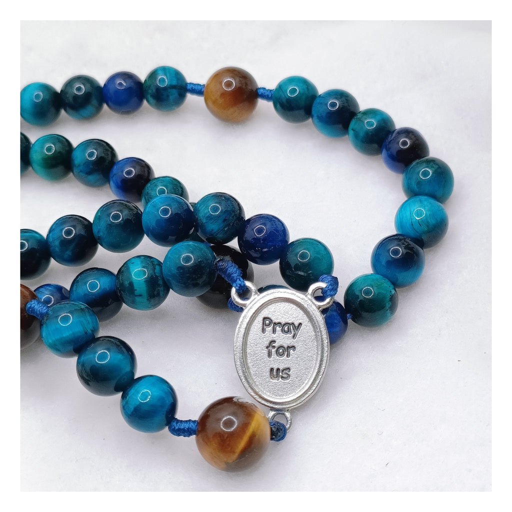 Our Mother Of Perpetual Help Deep Faith Tiger Eye Rosary