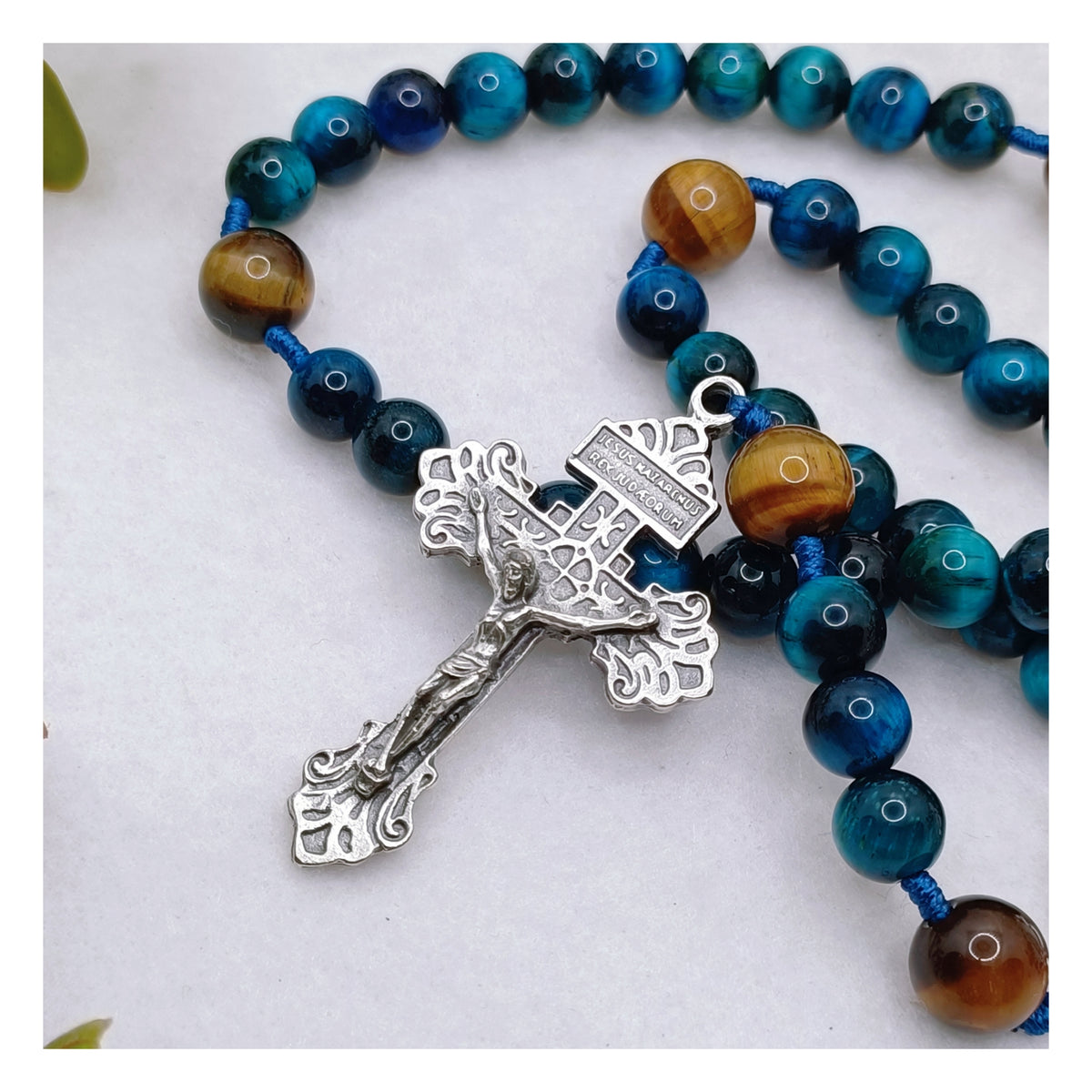Our Lady of Guadalupe Divine Protection Tiger Eye Rosary