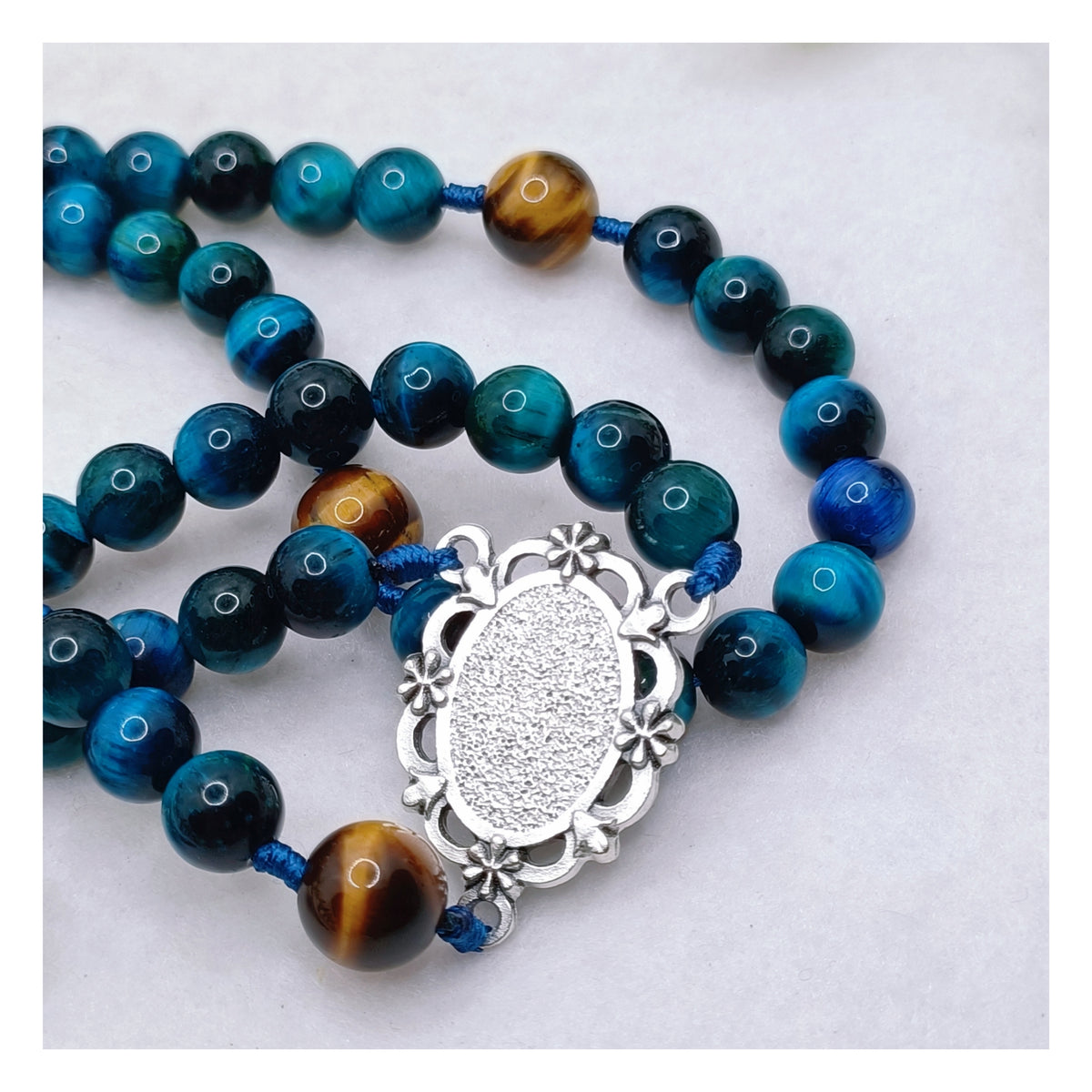 Our Lady of Guadalupe Divine Protection Tiger Eye Rosary