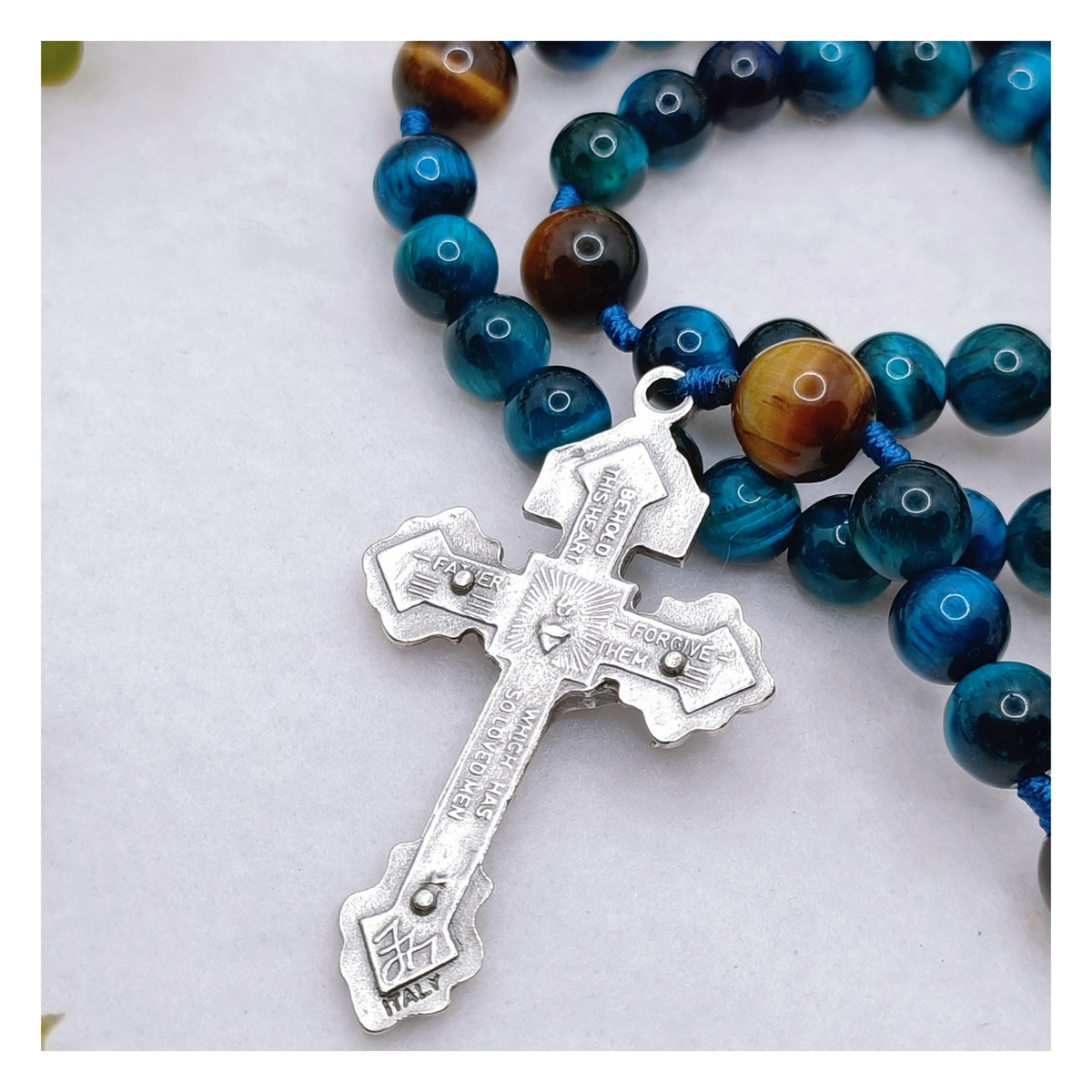 Our Lady of Guadalupe Divine Protection Tiger Eye Rosary