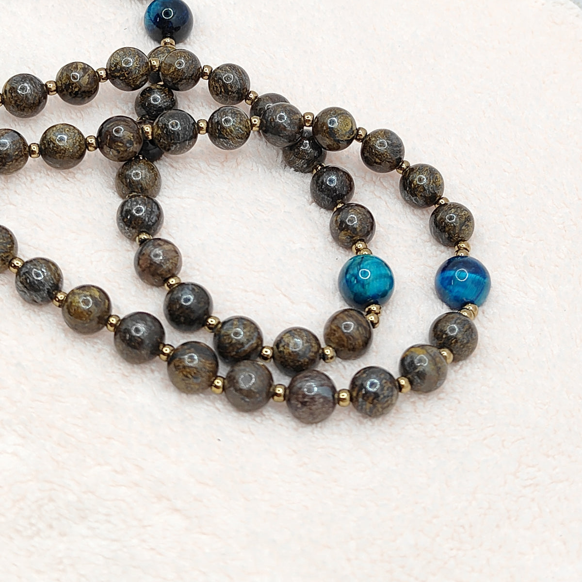 Miraculous Medal Bronzite with Tiger Eye