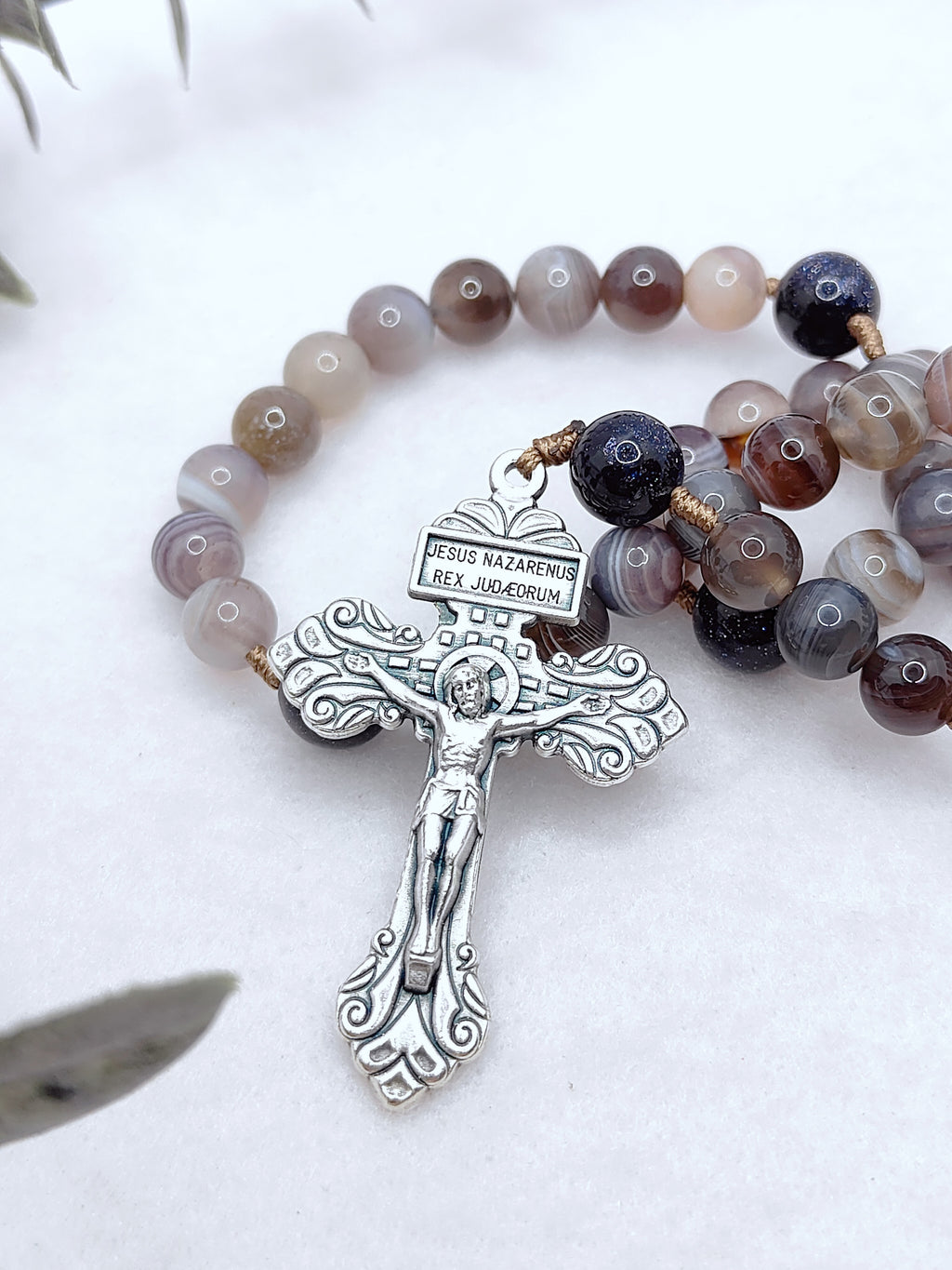 St Padre Pio Peace & Healing Botswana Agate Rosary