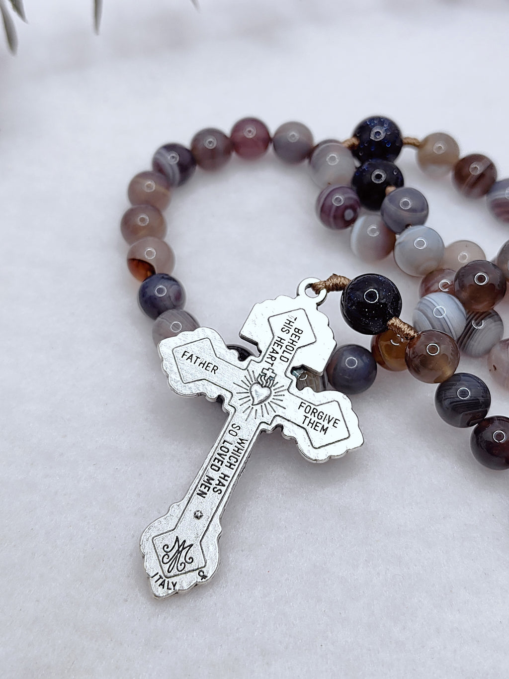 St Padre Pio Peace & Healing Botswana Agate Rosary