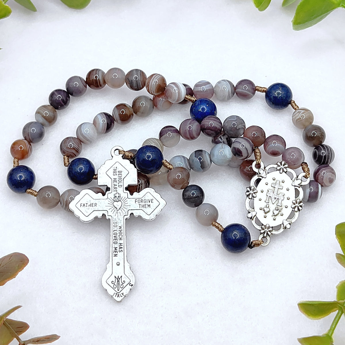Earth & Heaven Brown Agate & Lapis Lazuli Rosary