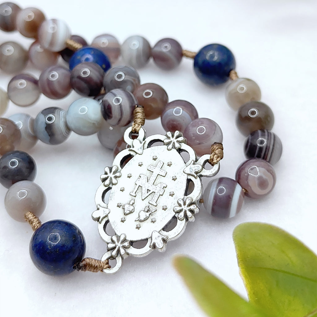 Earth & Heaven Brown Agate & Lapis Lazuli Rosary