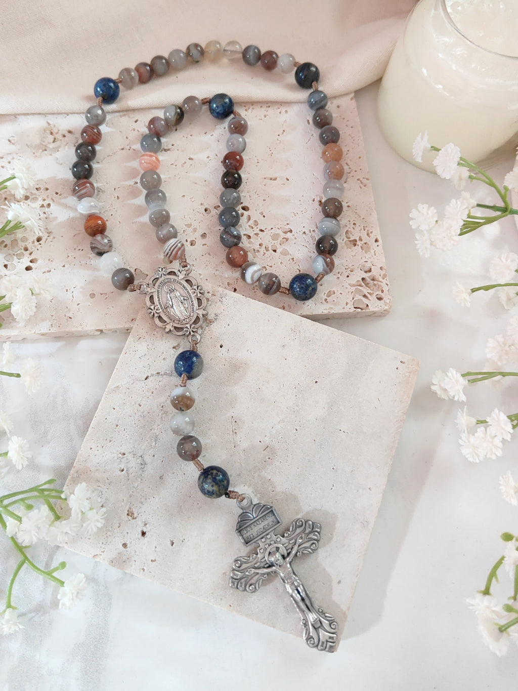Earth & Heaven Brown Agate & Lapis Lazuli Rosary