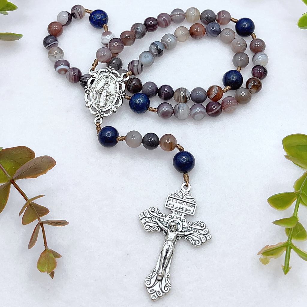 Earth & Heaven Brown Agate & Lapis Lazuli Rosary