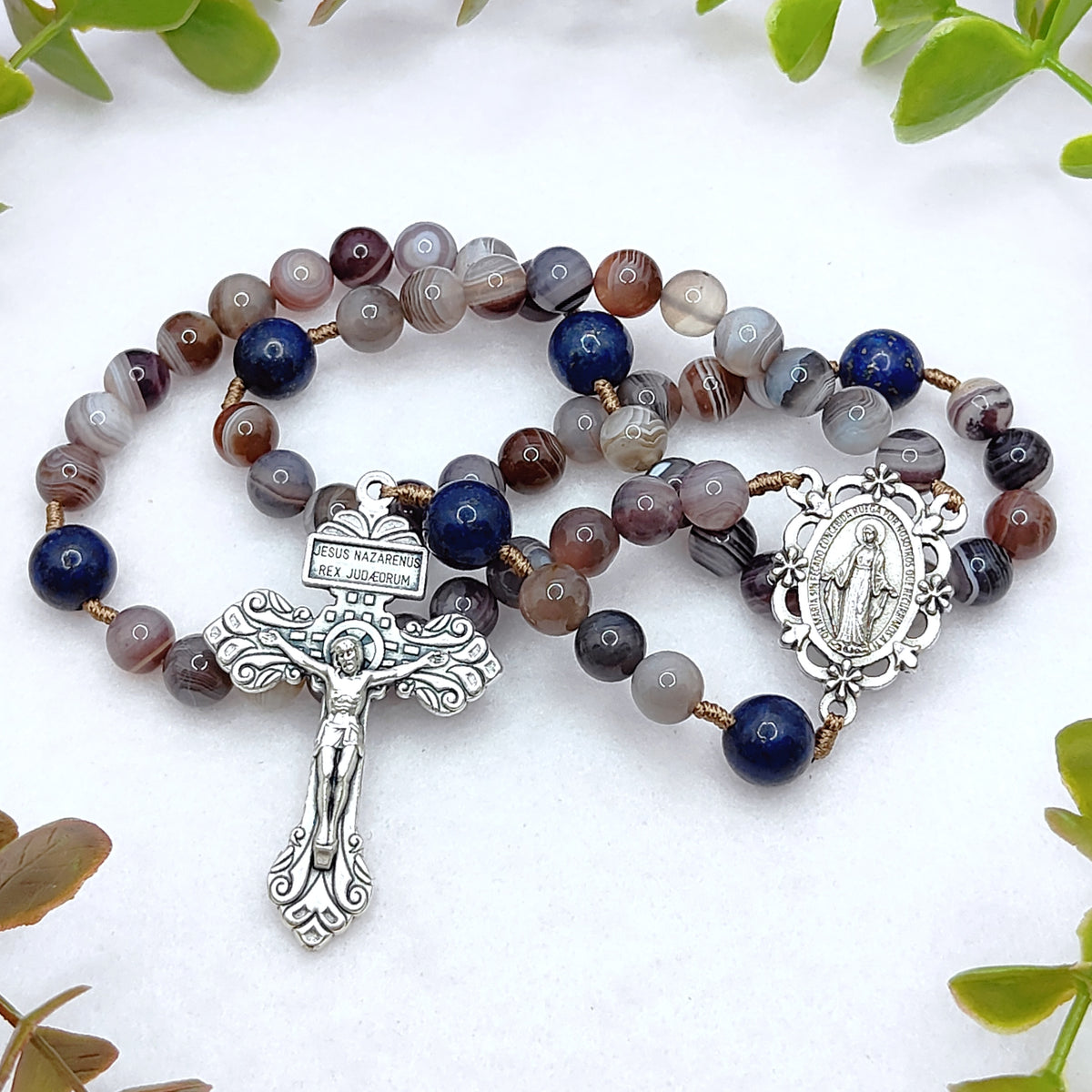 Earth & Heaven Brown Agate & Lapis Lazuli Rosary