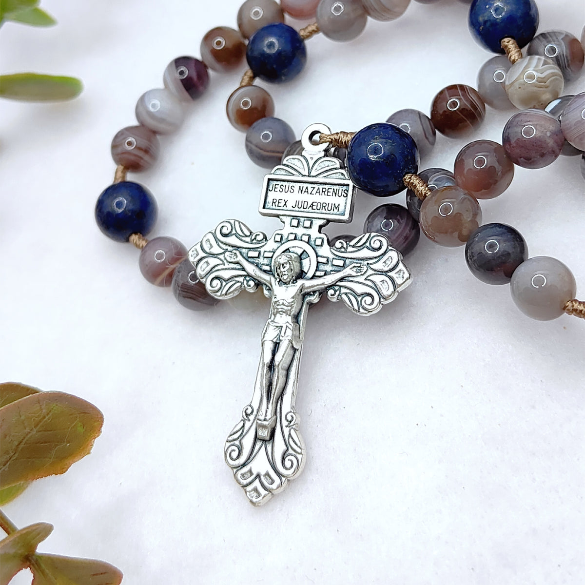 Earth & Heaven Brown Agate & Lapis Lazuli Rosary
