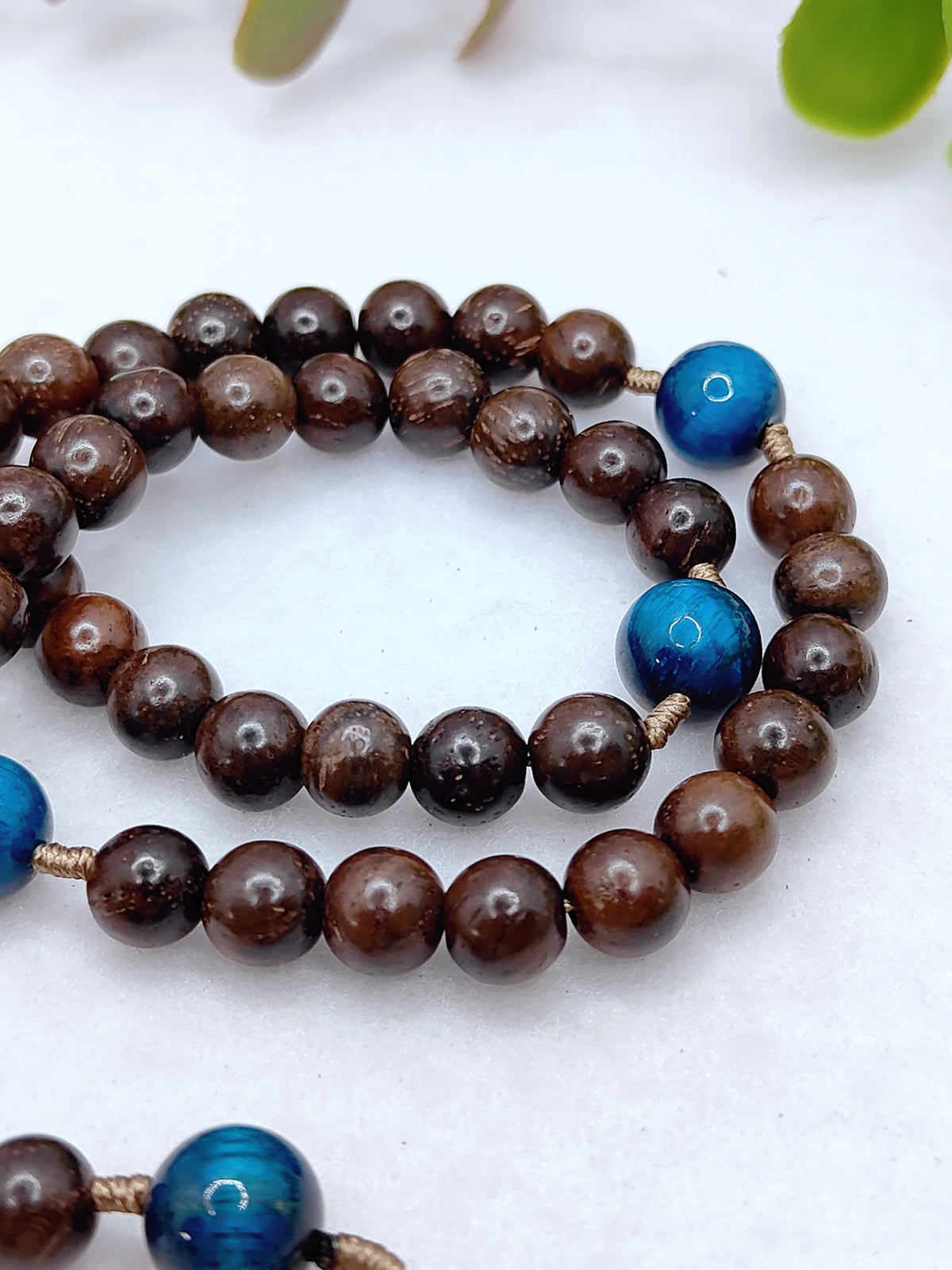 Sacred Heart Of Jesus Brown Ebony Wood & Tiger Eye Rosary