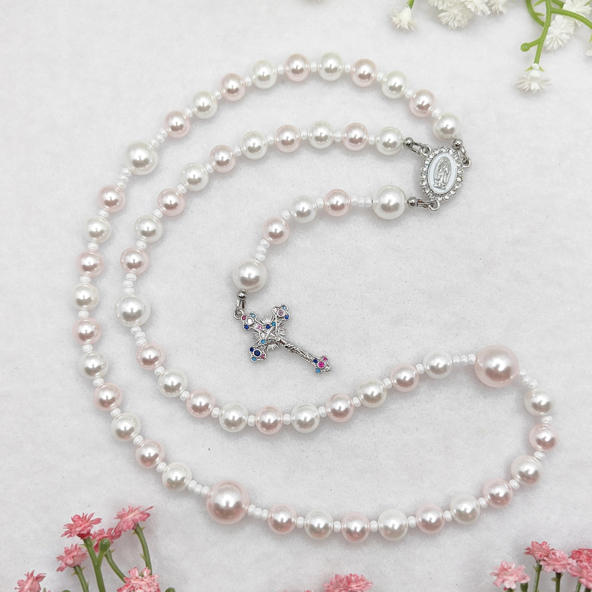 Our Lady of Guadalupe Peace & Love Pearl Rosary