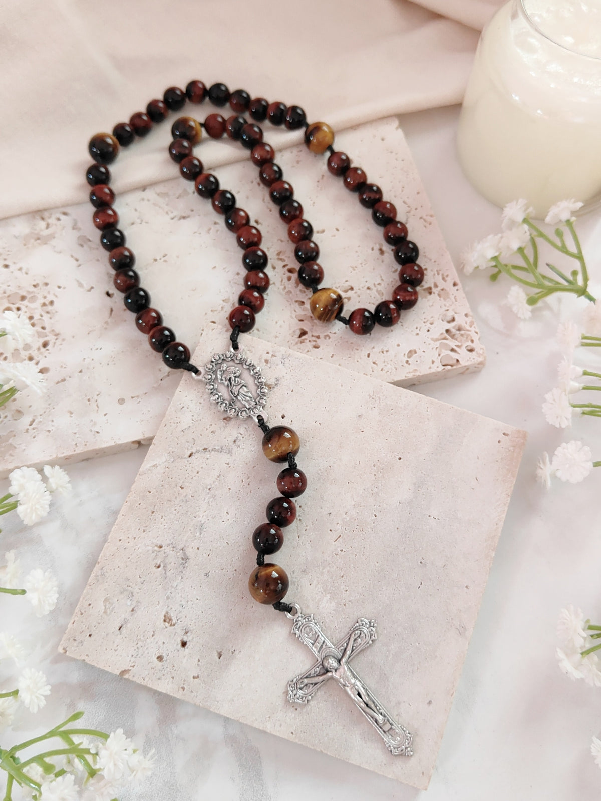 Our Lady Undoer of Knots Tiger Eye Rosary