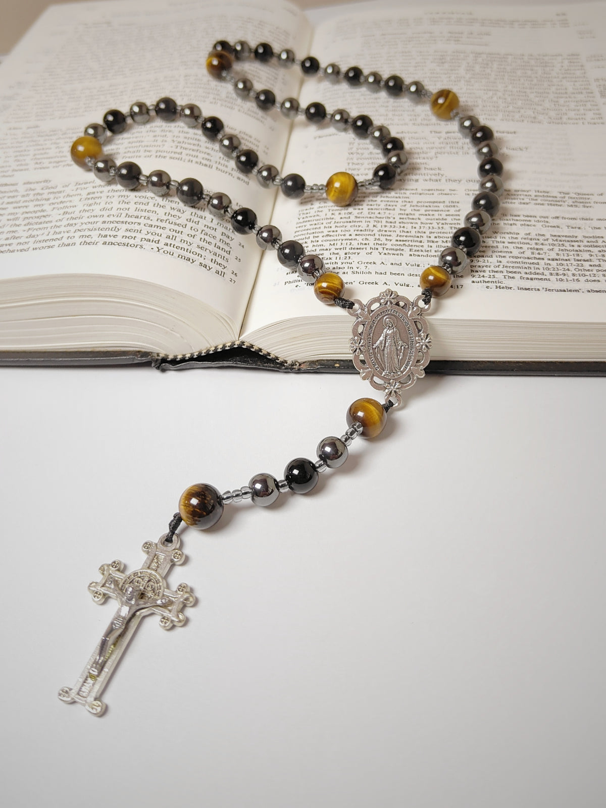 Hope & Protection Obsidian Hematite & Tiger Eye Rosary