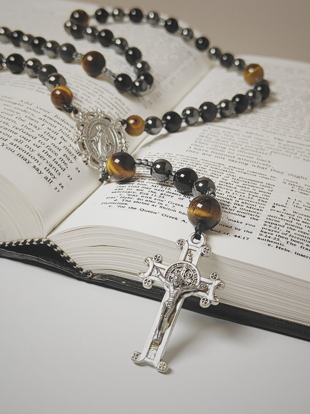 Hope & Protection Obsidian Hematite & Tiger Eye Rosary