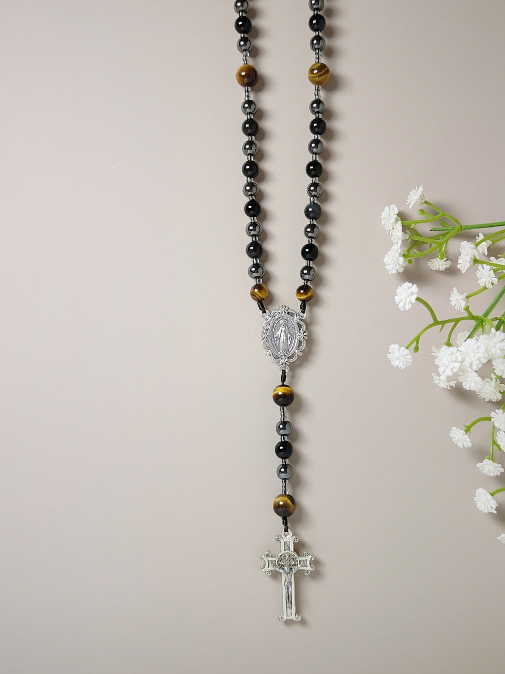 Hope & Protection Obsidian Hematite & Tiger Eye Rosary