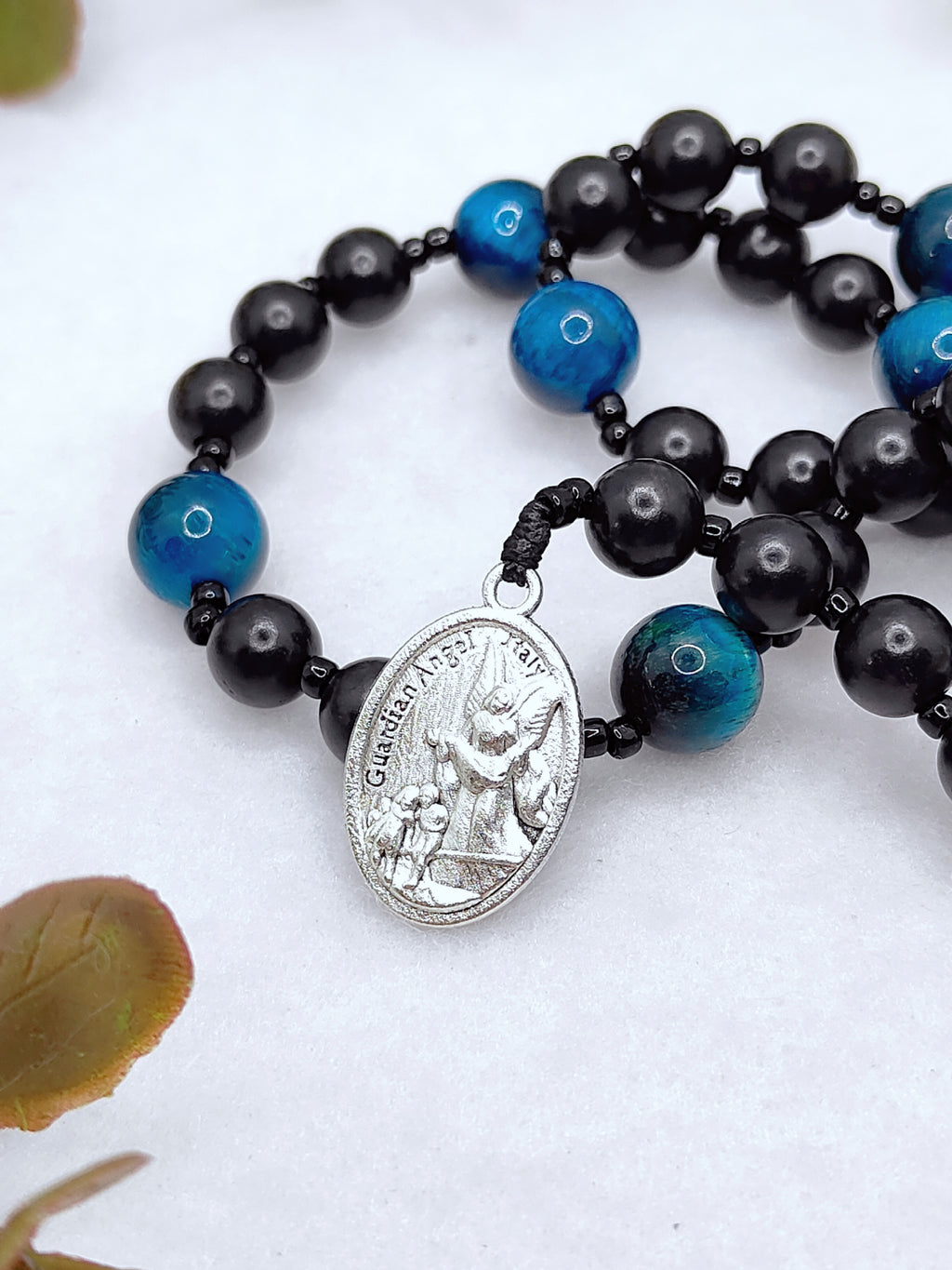 Chaplet of St Michael Black Ebony Wood & Tiger Eye Rosary