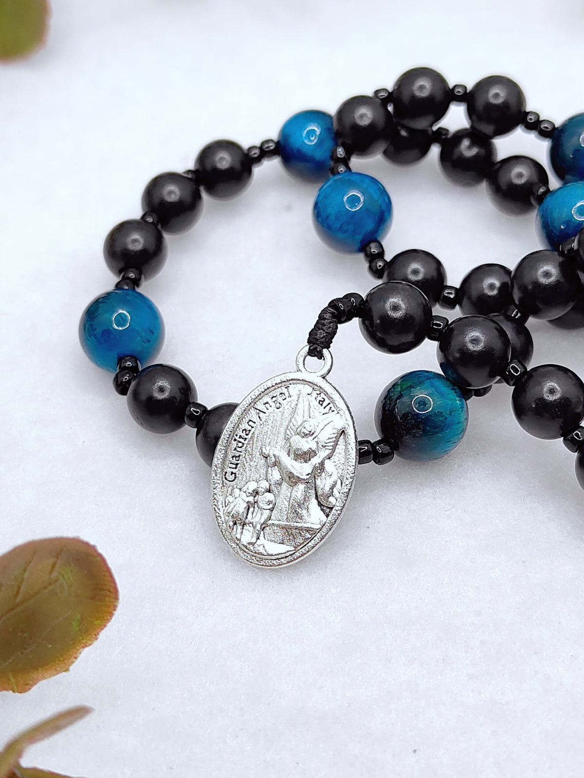 Chaplet of St Michael Black Ebony Wood & Tiger Eye Rosary