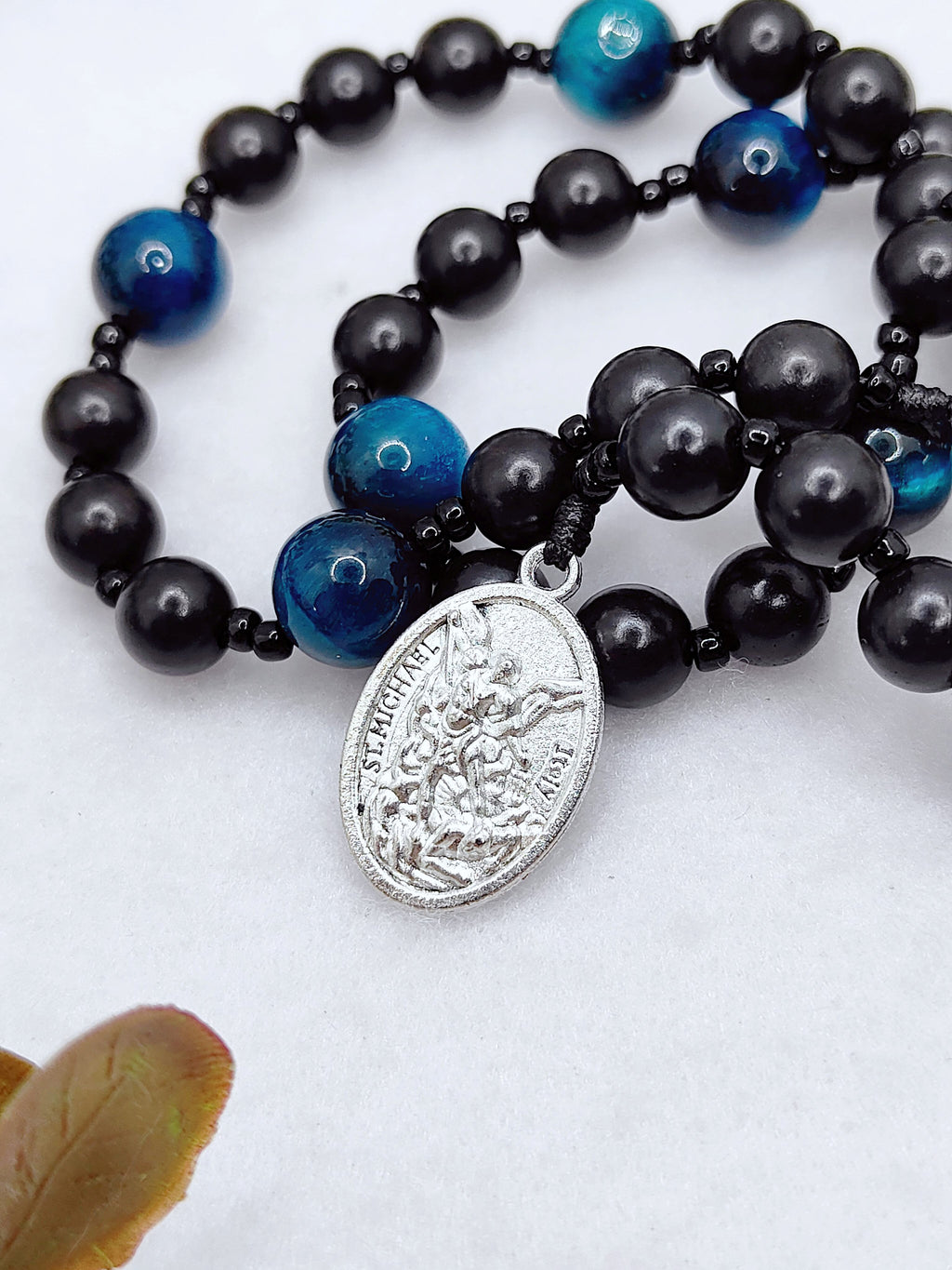 Chaplet of St Michael Black Ebony Wood & Tiger Eye Rosary