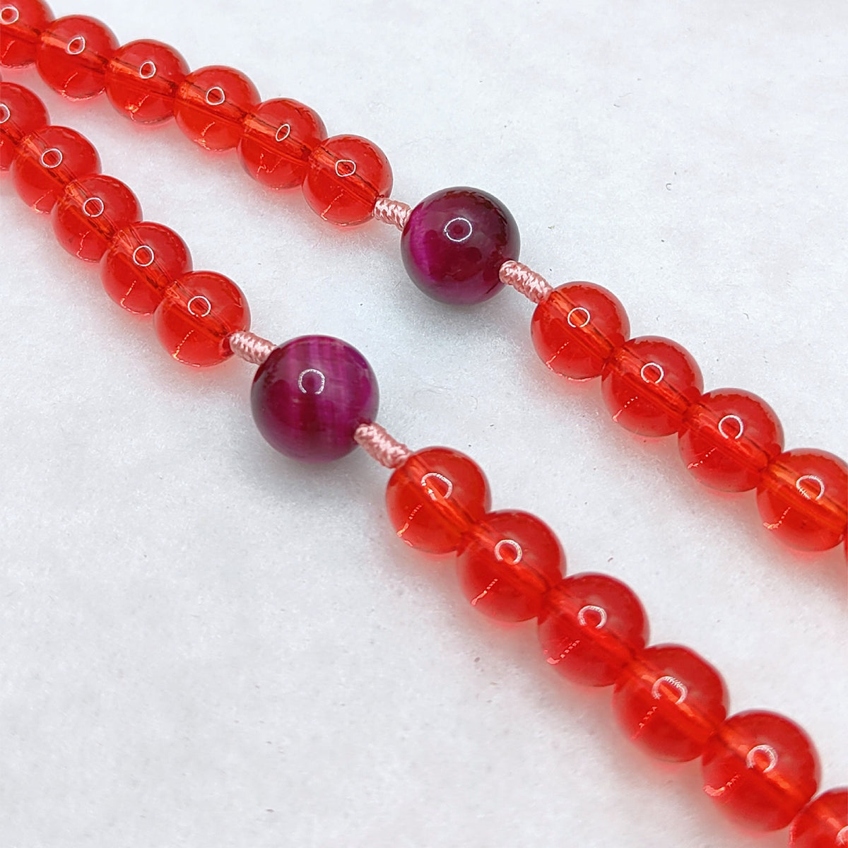 Holy Face of Jesus Chaplet Red Glass & Tiger Eye Rosary