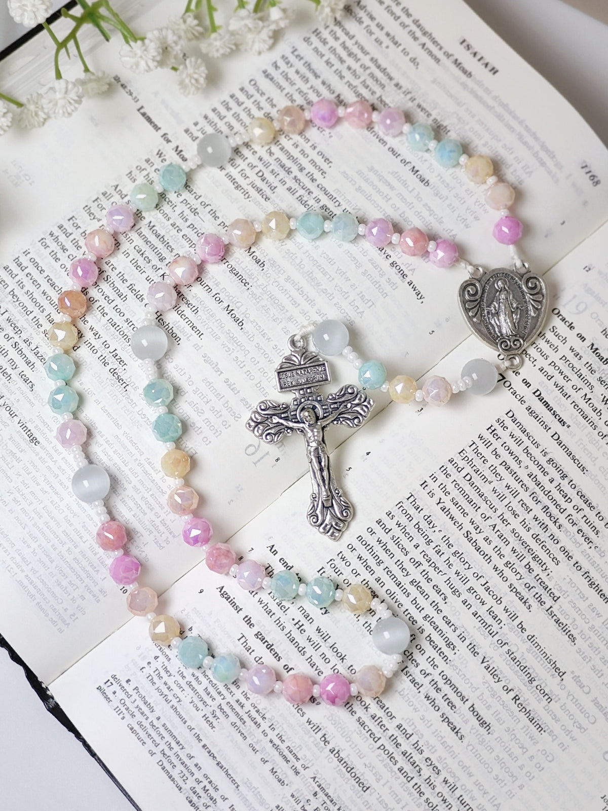 Miraculous Medal Joyful Glass with Cat Eye