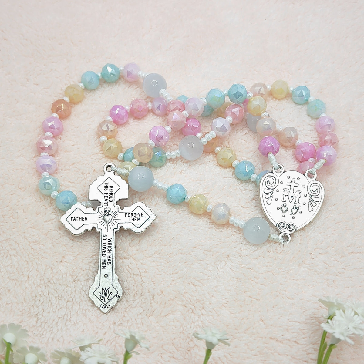 Miraculous Medal Joyful Glass with Cat Eye
