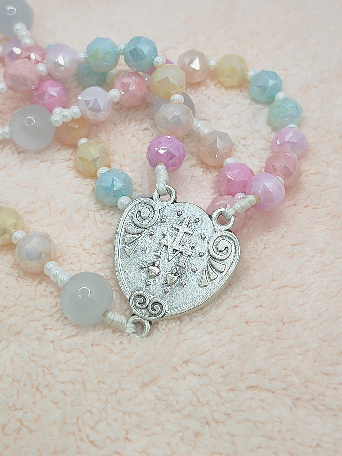 Miraculous Medal Joyful Glass with Cat Eye