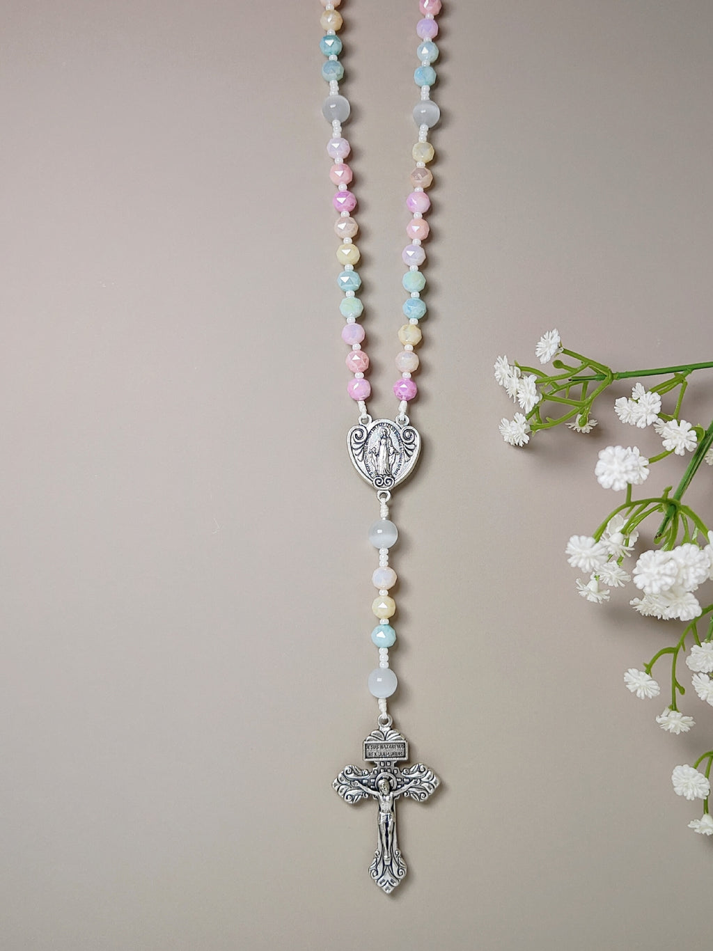 Miraculous Medal Joyful Glass with Cat Eye