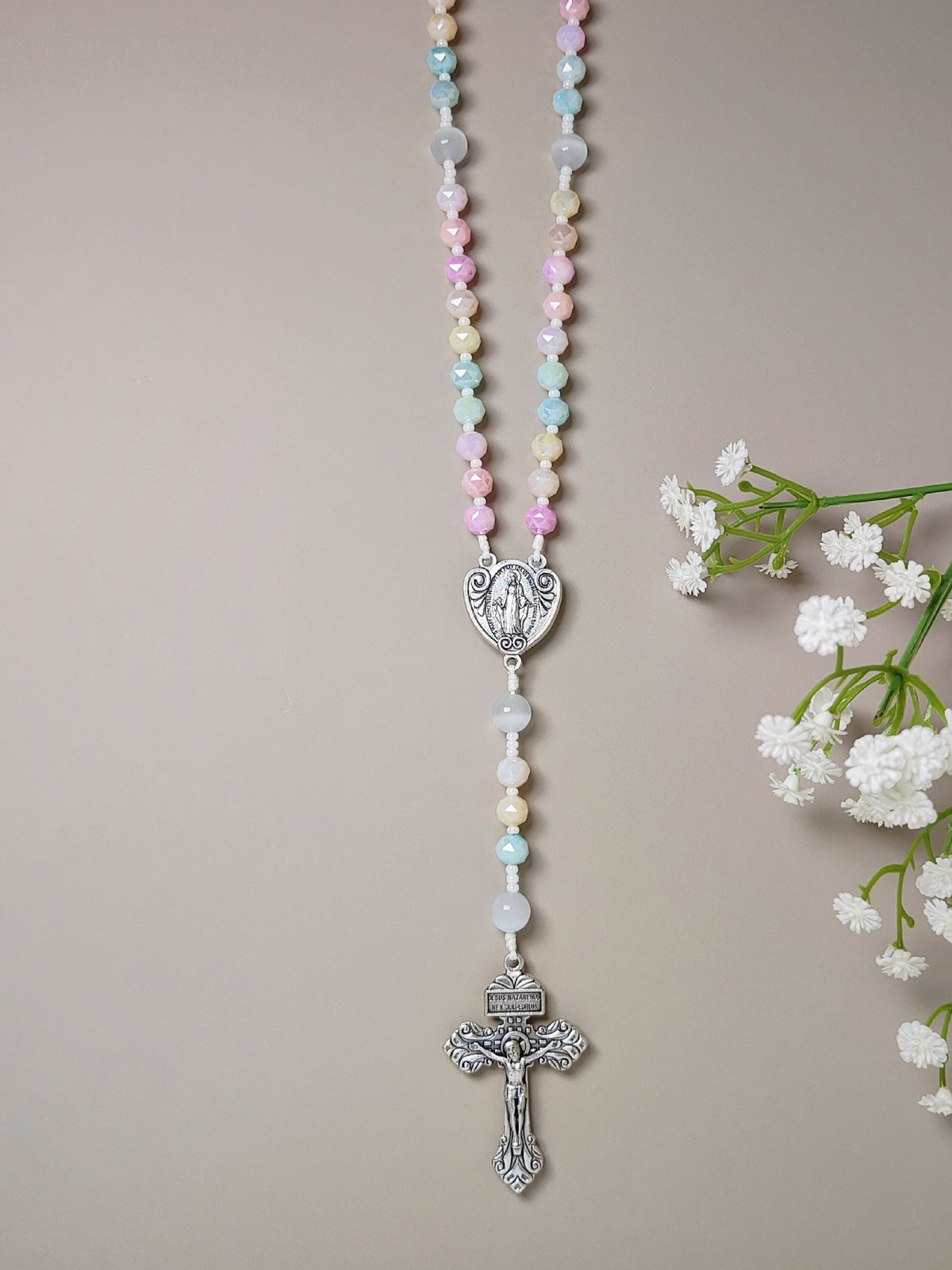 Miraculous Medal Joyful Glass with Cat Eye