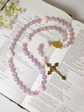 Miraculous Medal Cat Eye Glass Rosary with Roses
