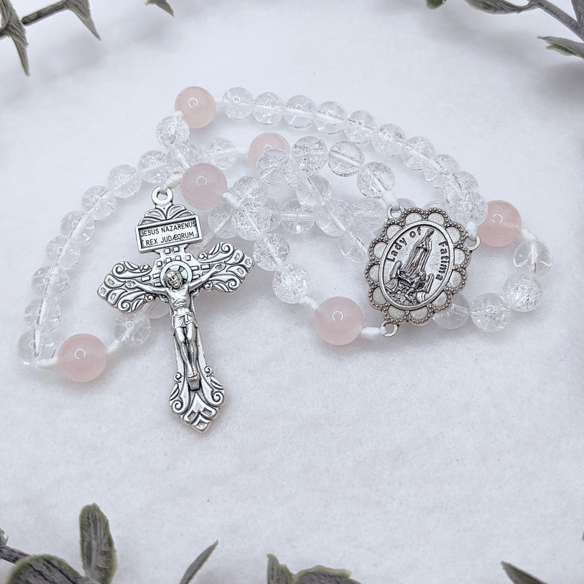Our Lady of Fatima Pure Light Quartz Rosary