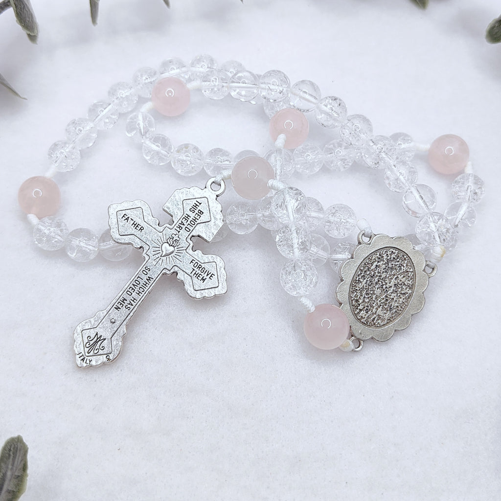 Our Lady of Fatima Pure Light Quartz Rosary
