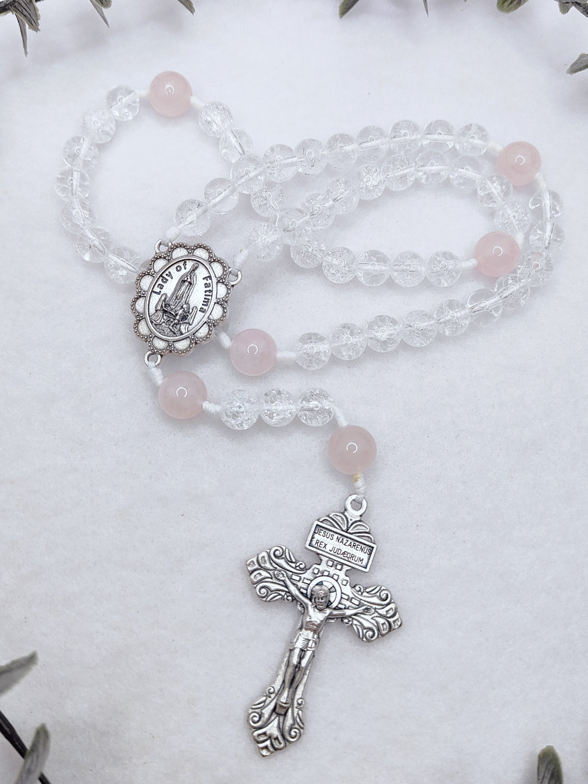 Our Lady of Fatima Pure Light Quartz Rosary