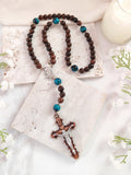 St Padre Pio Brown Ebony Wood & Tiger Eye Rosary