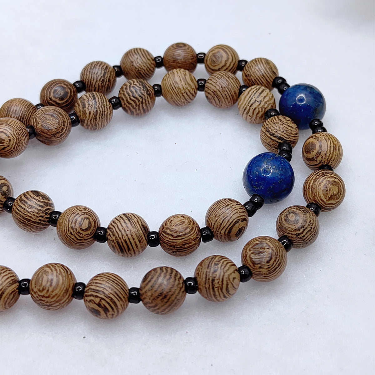 Our Mother of Perpetual Help Natural Wood & Lapis Lazuli Rosary